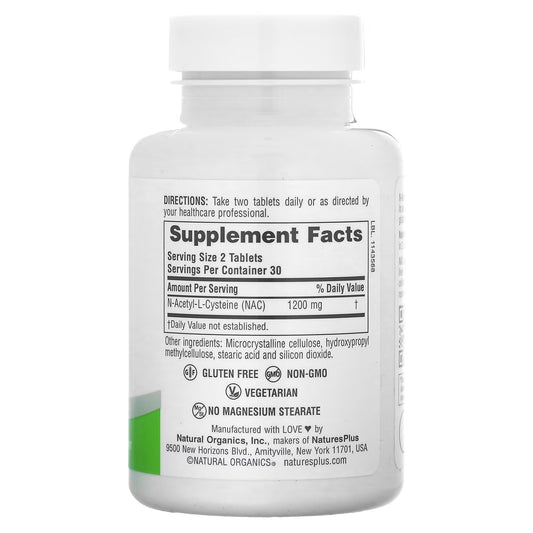 NaturesPlus, Pro NAC 1200, Liberação Gradual, 1.200 mg, 60 Comprimidos (600 mg por Comprimido)