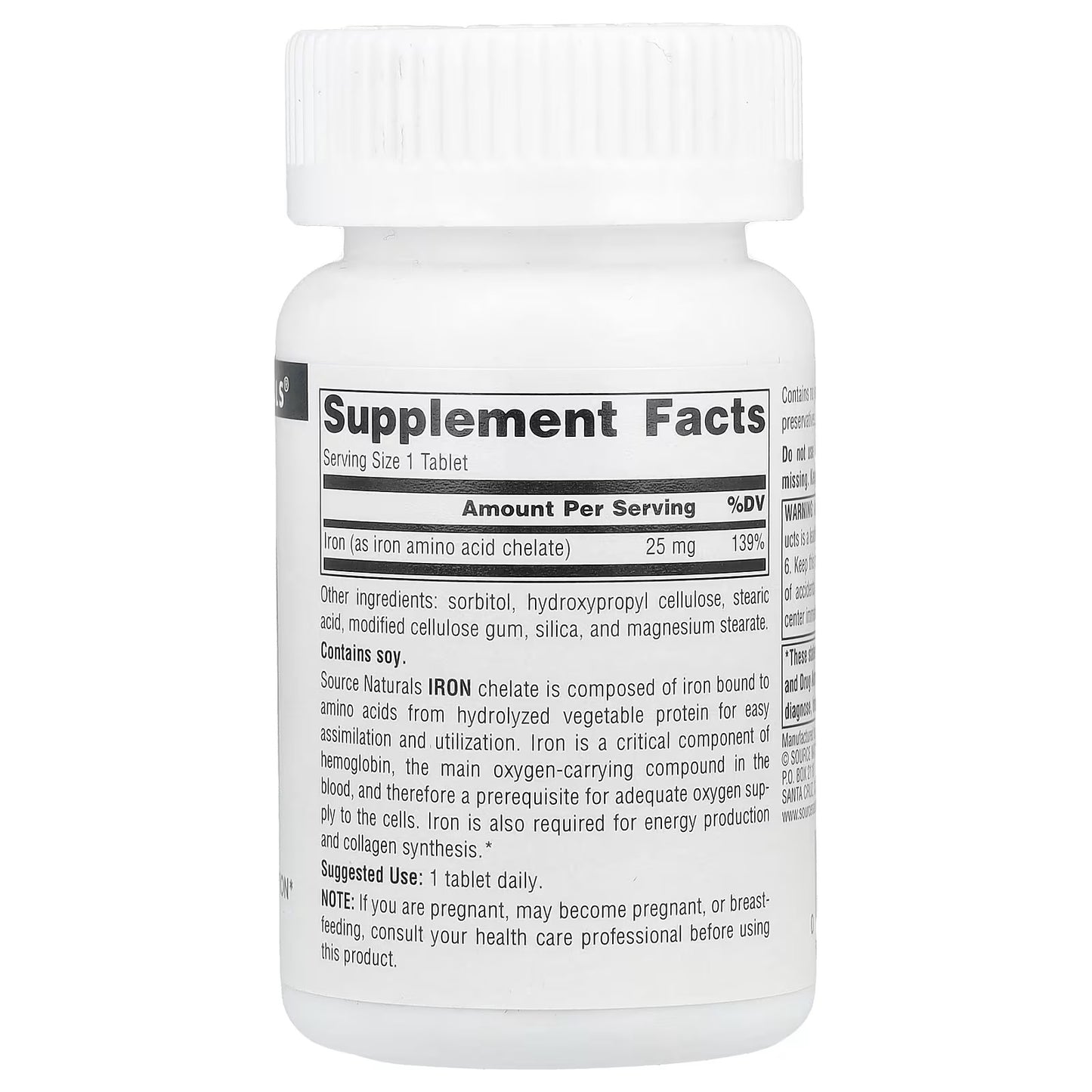 Source Naturals, Ferro, 25 mg, 100 Comprimidos
