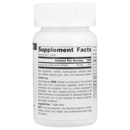 Source Naturals, Ferro, 25 mg, 100 Comprimidos