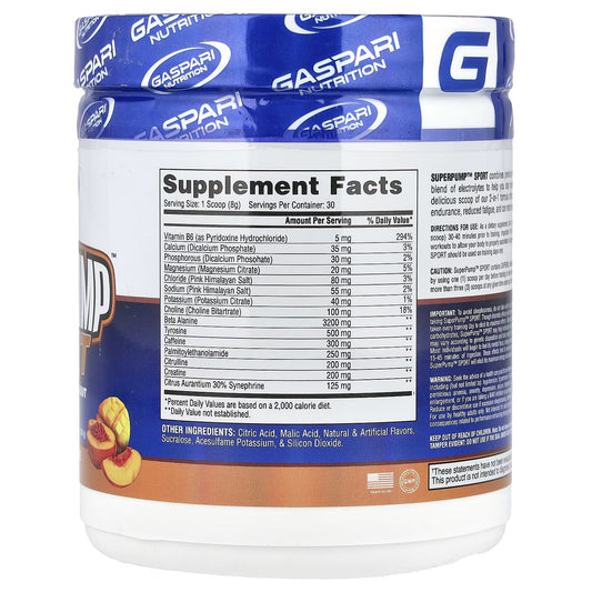 Gaspari Nutrition, SuperPump™ Sport, Pré-Treino Hidratante, Manga e Nectarina, 240 g (8,47 oz)