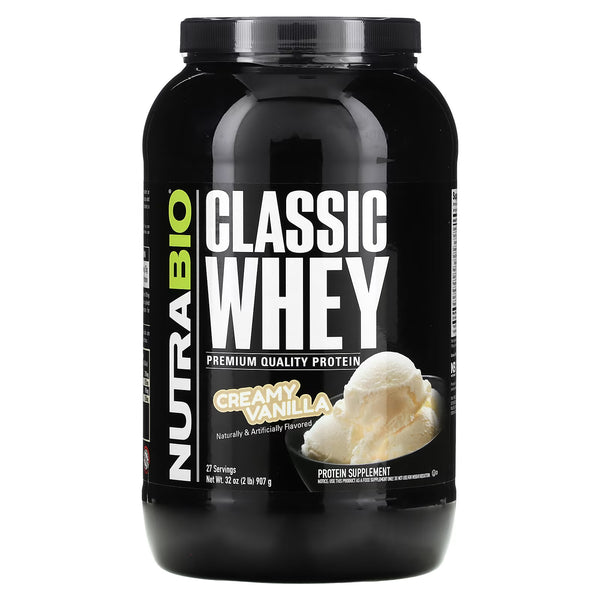 NutraBio, Proteína Whey Clássica, Baunilha Cremosa, 907 g (2 lbs)