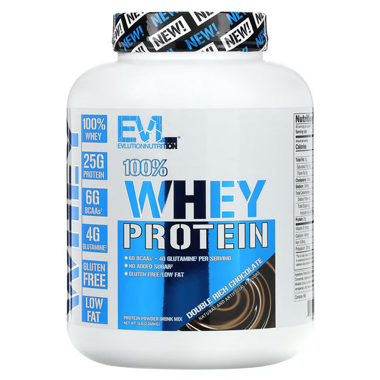 EVLution Nutrition, 100% Proteína Whey, Chocolate Duplamente Rico, 2,268 kg (5 lb)