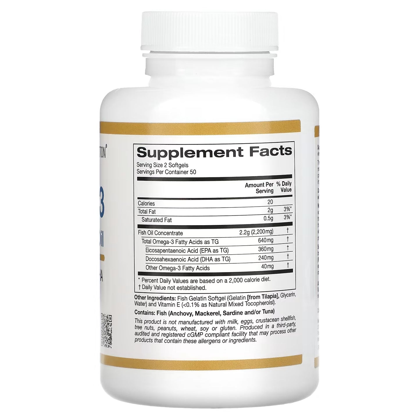 California Gold Nutrition, Omega-3, Premium Fish Oil, 100 Fish Gelatin Softgels