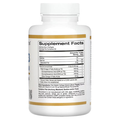 California Gold Nutrition, Omega-3, Premium Fish Oil, 100 Fish Gelatin Softgels