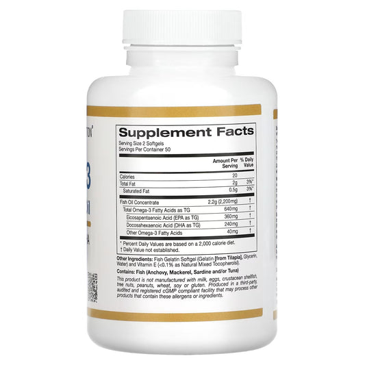 California Gold Nutrition, Omega-3, Premium Fish Oil, 100 Fish Gelatin Softgels