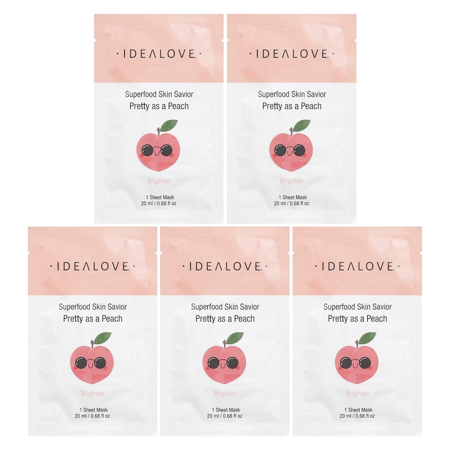 Idealove, Superfood Skin Savior, Pretty as a Peach, 5 Máscaras Faciais de Beleza, 20 ml (0,68 fl oz) Cada (Cópia)