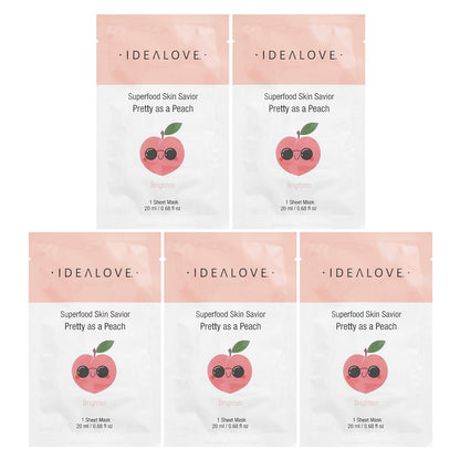 Idealove, Superfood Skin Savior, Pretty as a Peach, 5 Máscaras Faciais de Beleza, 20 ml (0,68 fl oz) Cada (Cópia)