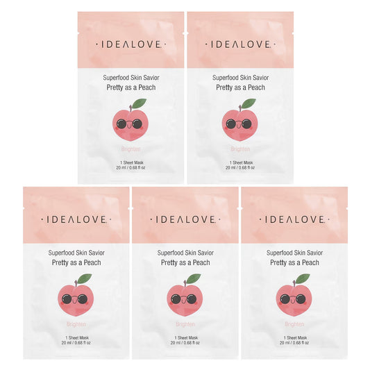 Idealove, Superfood Skin Savior, Pretty as a Peach, 5 Máscaras Faciais de Beleza, 20 ml (0,68 fl oz) Cada (Cópia)