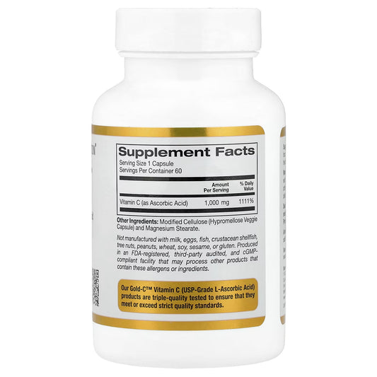 California Gold Nutrition, Vitamina C, 1000mg, 60 tabletes