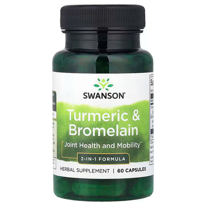 Turmeric & Bromelain Swanson – Cúrcuma + Bromelina para Articulações e Mobilidade | 60 Cápsulas