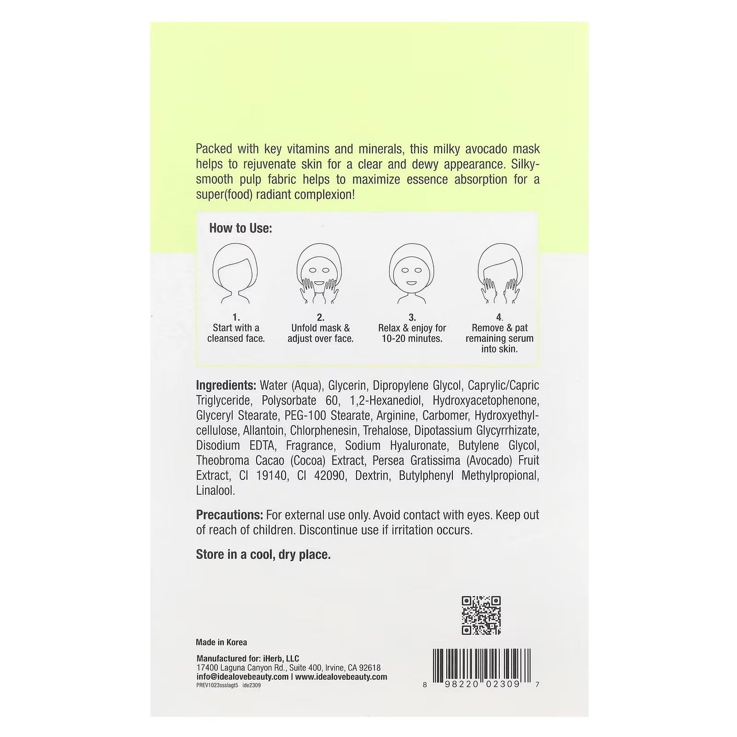 Idealove, Superfood Skin Savior, Let's Avo Good Time, 5 Máscaras Faciais de Beleza, 20 ml (0,68 fl oz) Cada