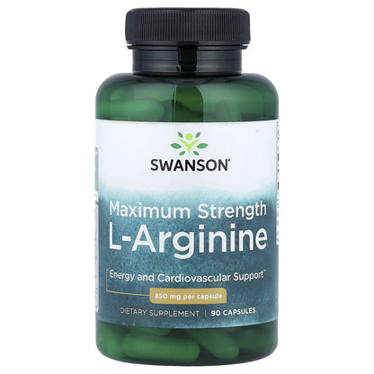 Swanson, L-Arginina, Força Máxima, 850 mg, 90 Cápsulas