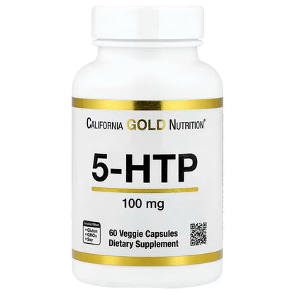 5-HTP 100 mg – California Gold Nutrition® Humor, Sono e Bem-Estar 60 Cápsulas