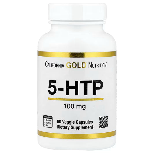 5-HTP 100 mg – California Gold Nutrition® Humor, Sono e Bem-Estar 60 Cápsulas