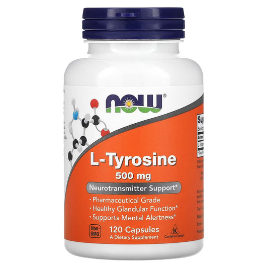 NOW Foods, L-Tirosina, 500 mg, 120 Cápsulas