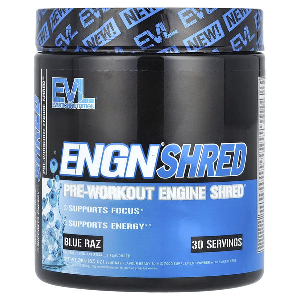 EVLution Nutrition, ENGN® Shred, Pré-treino Mecanismo Shred®, Blue Raz, 240 g (8,5 oz)