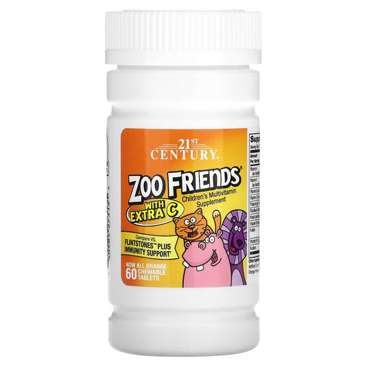 21st Century, Zoo Friends, Suplemento Multivitamínico para Crianças com Extra C, 60 comprimidos Mastigáveis