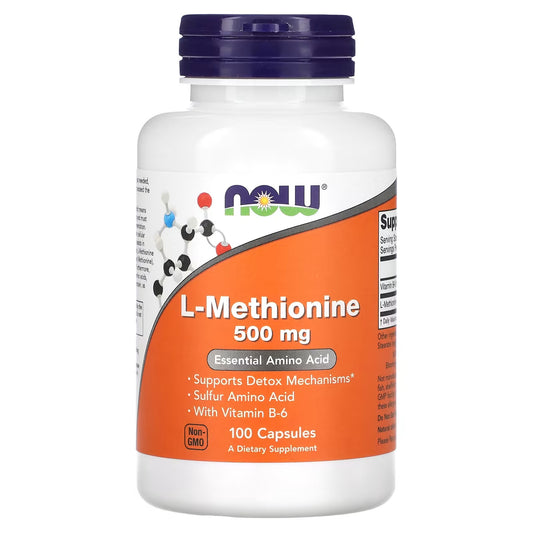 Now Foods, L-Metionina, (L-Methionine), 500 Mg, 100 Cápsulas