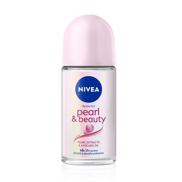 NIVEA Pearl and Beauty 50ml Deo Roll On | With Pearl Extracts & Avocado Oil| 48 H Smooth & Beautiful Underarms| 0% Alcohol