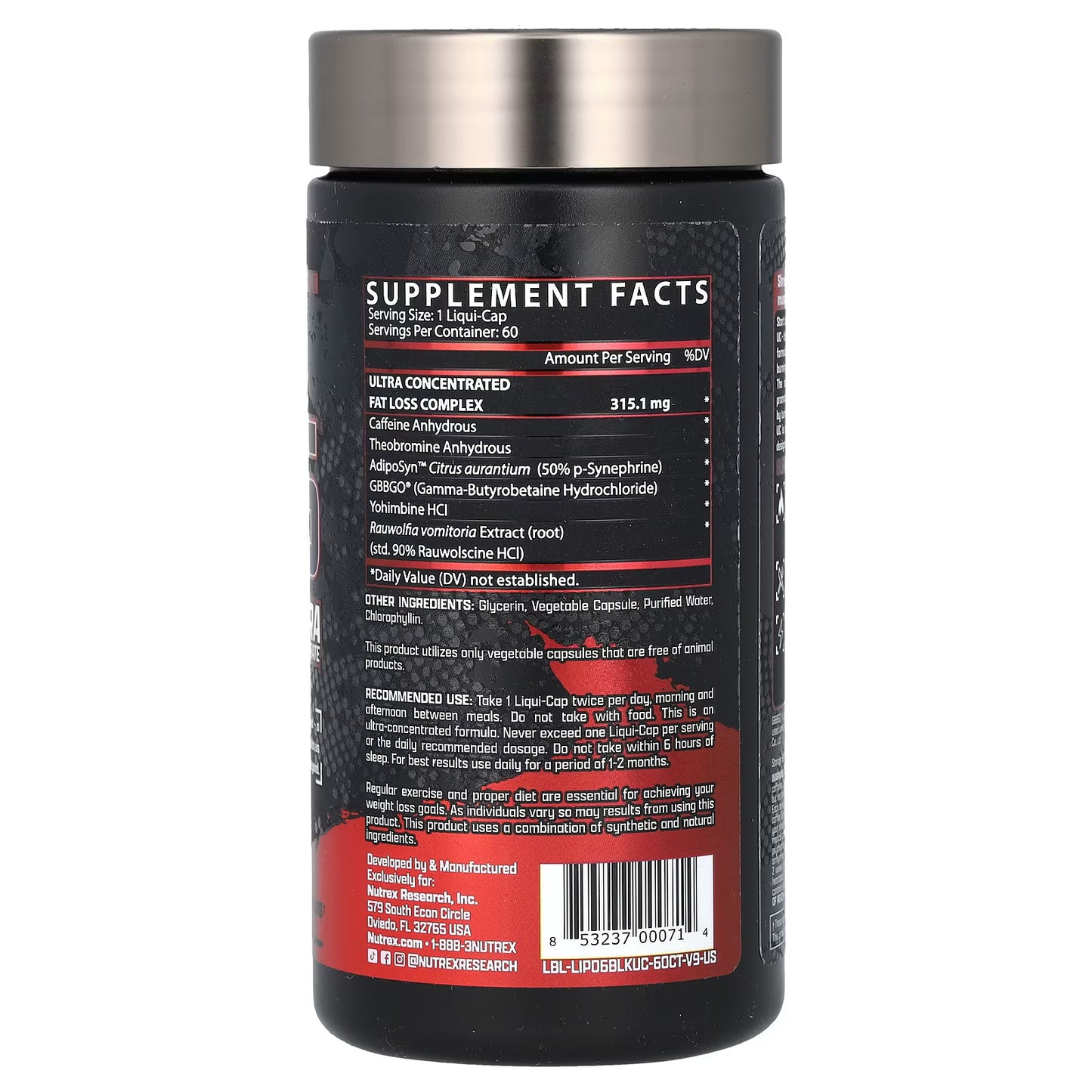 Nutrex Research, LIPO-6 Black, Ultraconcentrado, 60 Cápsulas Pretas