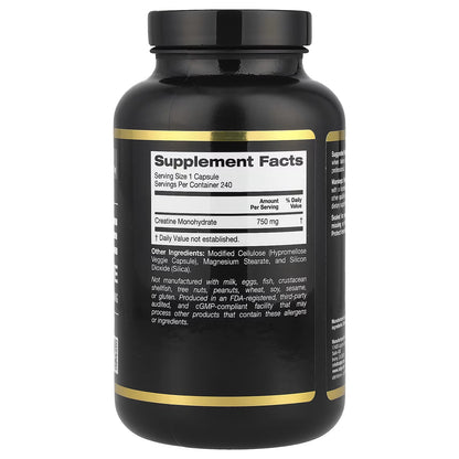 California Gold Nutrition Sport, Creatina, 750 mg, 240 Cápsulas Vegetais