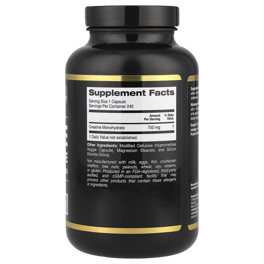 California Gold Nutrition Sport, Creatina, 750 mg, 240 Cápsulas Vegetais