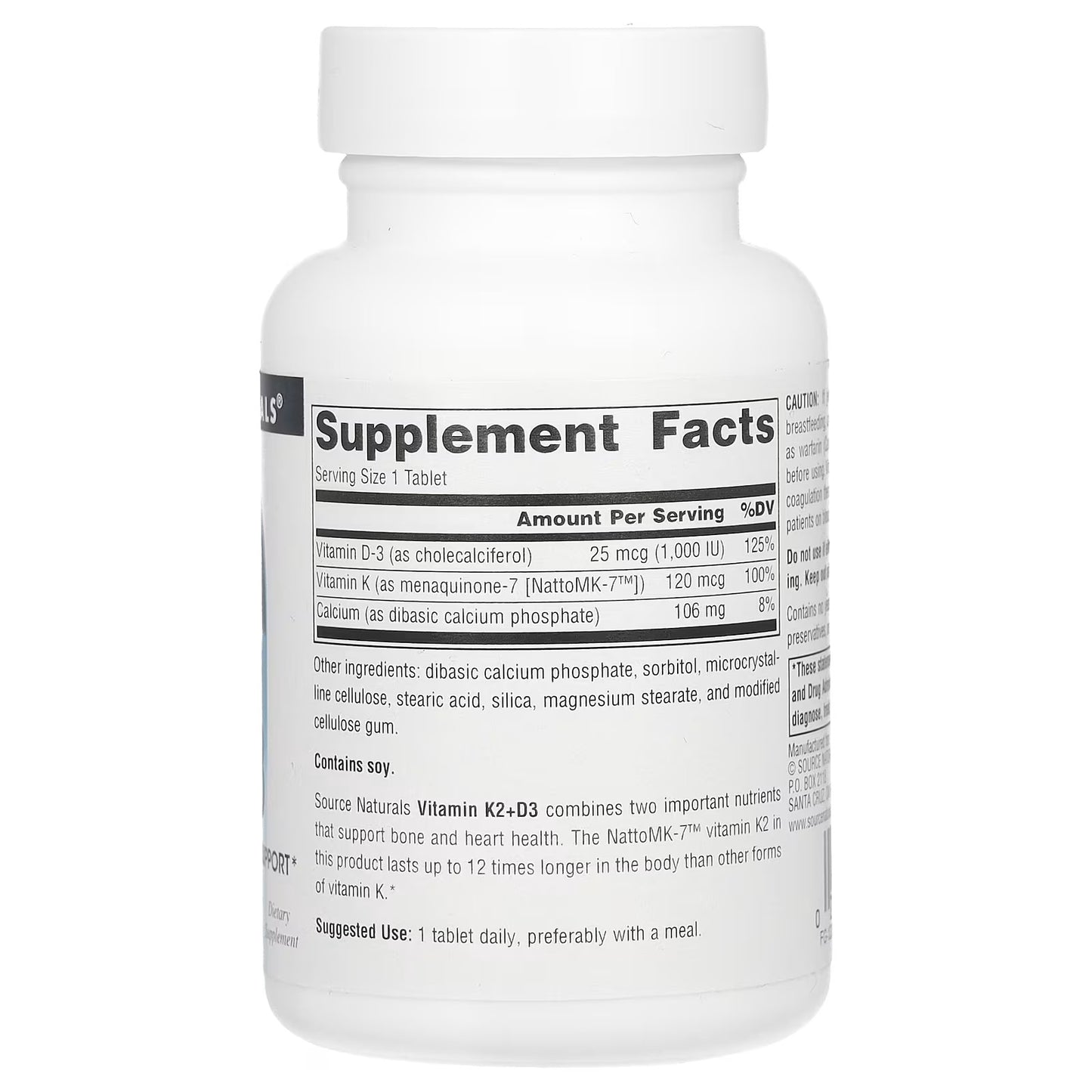 Source Naturals, Vitamina K2+D3, 60 comprimidos
