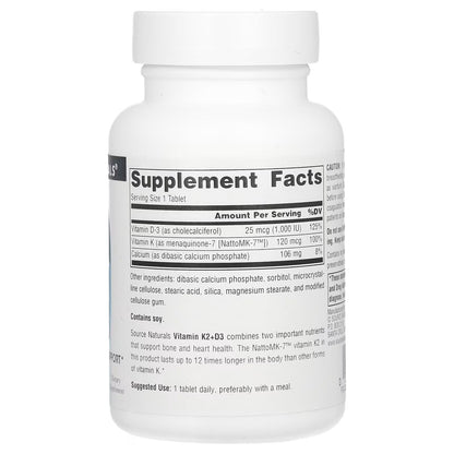 Source Naturals, Vitamina K2+D3, 60 comprimidos