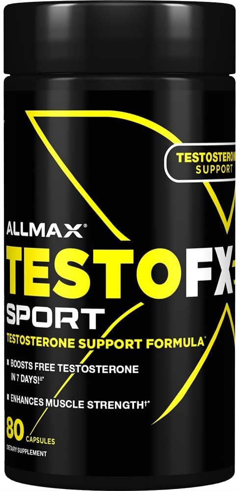 ALLMAX TestoFX Sport – Suporte Natural à Testosterona | B6, Magnésio, Zinco, Tribulus, Feno-grego e Boro (80 cápsulas)