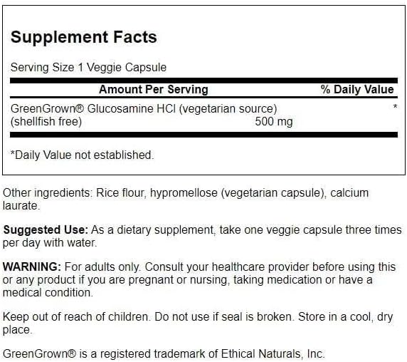 Glucosamina Vegetariana Swanson 500 mg – Saúde das Articulações (90 Cápsulas Veganas)