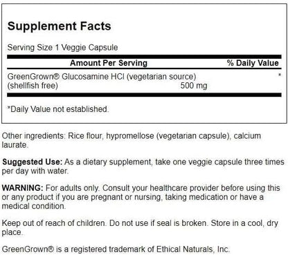 Glucosamina Vegetariana Swanson 500 mg – Saúde das Articulações (90 Cápsulas Veganas)