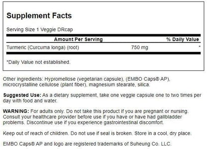 Cúrcuma Full Spectrum Swanson 750mg – Liberação Prolongada | Saúde das Articulações (60 Cápsulas Veggie)
