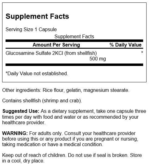 Glucosamina Sulfato 2KCl Swanson 500 mg – Saúde das Articulações e Mobilidade | 250 Cápsulas