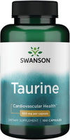 Swanson Taurina - Suplemento de aminoácidos que promove a produção de energia 'e' Equilíbrio eletrolítico - Fórmula natural que apoia a saúde do coração 'e' Bem-estar - (100 cápsulas, 500 mg cada)