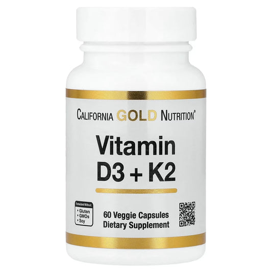 California Gold Nutrition, Vitamina D3 + K2, 60 Cápsulas Vegetais