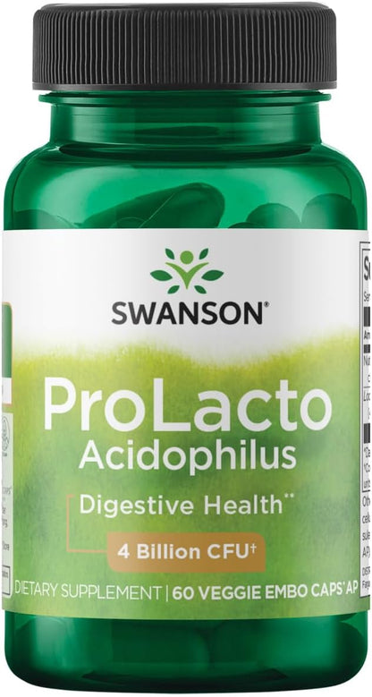 ProLacto Acidophilus Swanson 4 Bilhões CFU – Probiótico para Saúde Digestiva | 60 Cápsulas