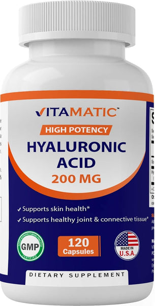 ácido hialurônico 200mg - Apoia tecidos conjuntivos e articulações saudáveis - Promove uma pele jovem e saudável - 120 cápsulas