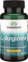 Swanson Aminoácido L-Arginina 500 miligramas 100 cápsulas