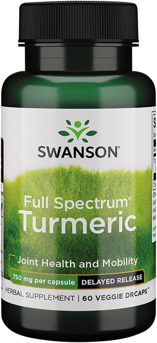 Cúrcuma Full Spectrum Swanson 750mg – Liberação Prolongada | Saúde das Articulações (60 Cápsulas Veggie)