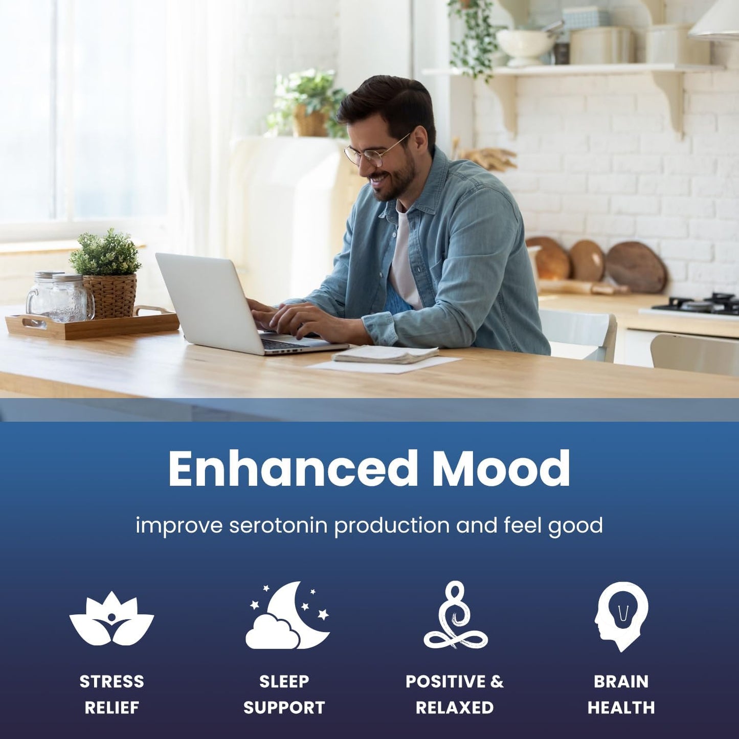 5-HTP 200mg Nutra Champs – Suporte para Humor, Sono e Cérebro | Com Vitaminas B6 e C | 120 Cápsulas Veganas