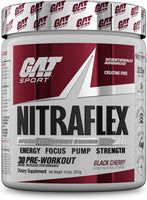 pré-treino avançado GAT Sport Nitraflex, aumenta o fluxo sanguíneo, aumenta a força e a energia, melhora o desempenho do exercício, sem creatina (Black Cherry, 30 porções)