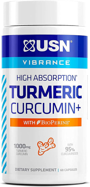 USN, High Absorption Turmeric Curcumin+ with BioPerine, 1,000 mg, 60 Capsules (500 mg per Capsule)