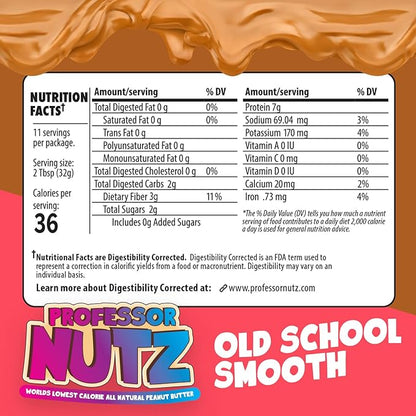 Professor Nutz Manteiga de Amendoim Orgânica - Baixa Caloria, Manteiga de Nozes, Manteiga de Amendoim Natural, Fibra Natural, Amendoim Saudável, Ótima Fonte de Proteína, 30 Vitaminas e Minerais Essenciais - 352g, Original
