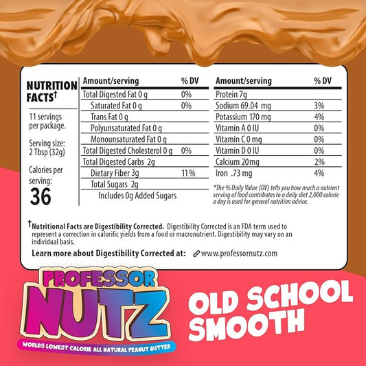 Professor Nutz Manteiga de Amendoim Orgânica - Baixa Caloria, Manteiga de Nozes, Manteiga de Amendoim Natural, Fibra Natural, Amendoim Saudável, Ótima Fonte de Proteína, 30 Vitaminas e Minerais Essenciais - 352g, Original
