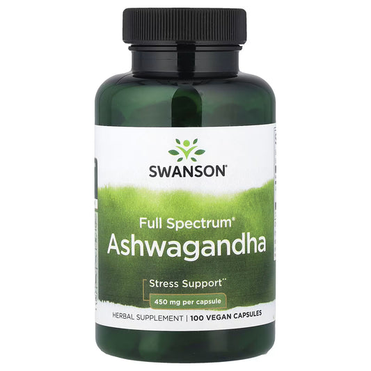 Swanson, Ashwagandha Full Spectrum®, 100 Cápsulas Veganas (450 mg por Cápsula)