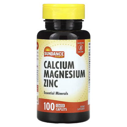 Sundance Vitamins, Cálcio, Magnésio, Zinco, 100 Cápsulas Revestidas