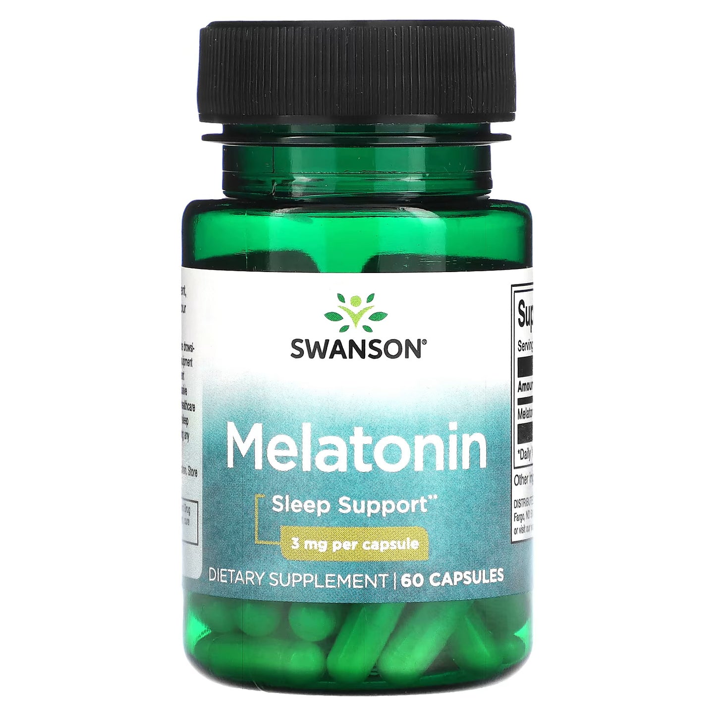 Swanson, Melatonina, 3 mg, 60 Cápsulas