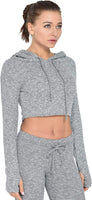 Women's Hooded Fitness Yoga Sets, Sports Outfit Athletic Wear size M. cinza