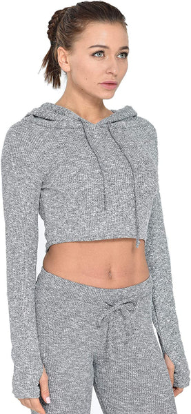 Women's Hooded Fitness Yoga Sets, Sports Outfit Athletic Wear size L. cinza