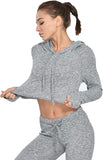 Women's Hooded Fitness Yoga Sets, Sports Outfit Athletic Wear size L. cinza